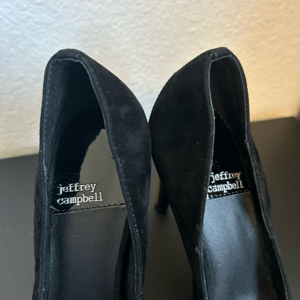 Jeffrey Campbell Conspiracy Cap Toe Pump Metallic Gold Black Suede Size 7.5 - Picture 8 of 10